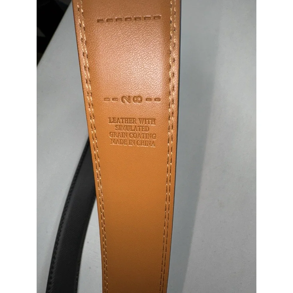 Kemisant Black Adjustable Leather Belt Size 48-56 Buckle Ratchet Dress